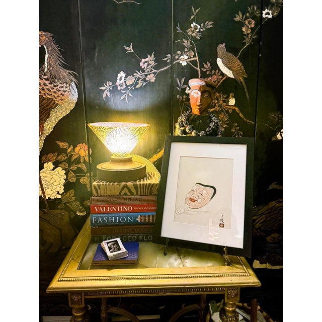 Japanese Vintage Frame and Matted Japanese “Okina” Mask. For Sale - Image 3 of 4