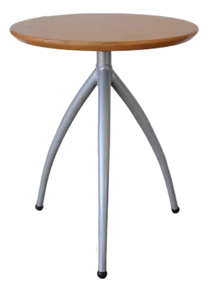 Vintage Postmodern Adjustable Aluminum and Wood Tripod Side Table
