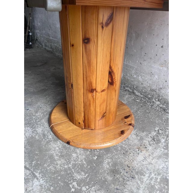 Round Pine Dining Table, 1970s For Sale - Image 3 of 9