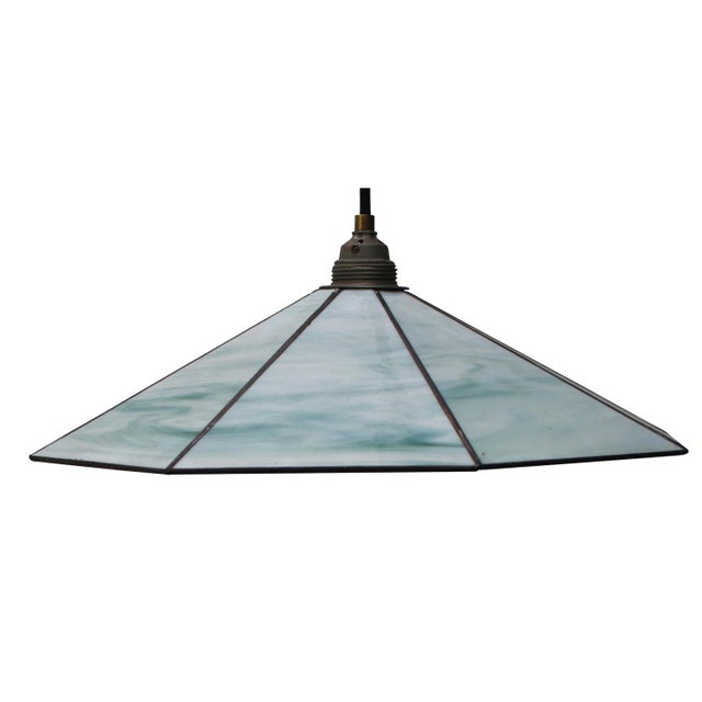 Glass Art Deco Marble Opaline Stained-Glass Pendant Lamp For Sale - Image 7 of 7