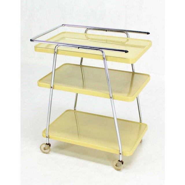 Metal Retro Space Age Mid-Century Modern Enameled Metal Serving Cart, circa 1950s MINT For Sale - Image 7 of 10