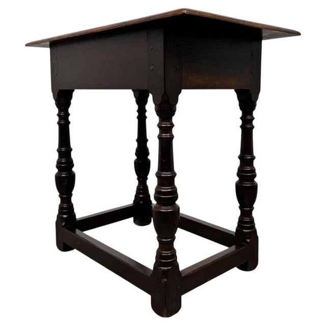 Antique English Carved Oak Side Table For Sale - Image 6 of 12