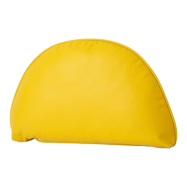 Modern Yellow Half-Moon Throw Pillow in Leather For Sale