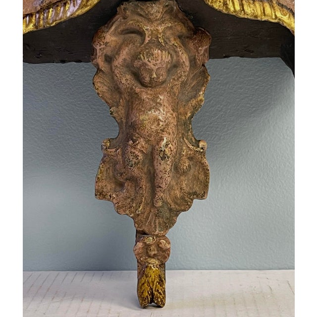 French Louis XVI Style Carved Giltwood Cherub & Tassel Wall Sconce Bracket For Sale In Atlanta - Image 6 of 8