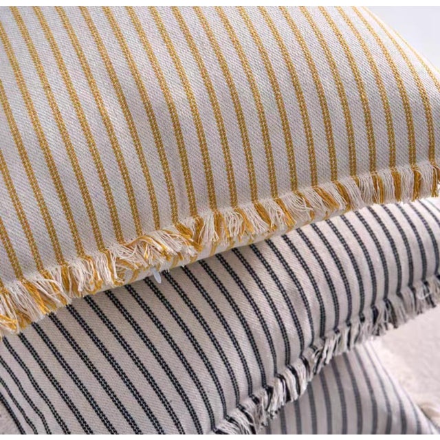 Modern Tassel Striped Off-White Waist Pillow For Sale - Image 3 of 6