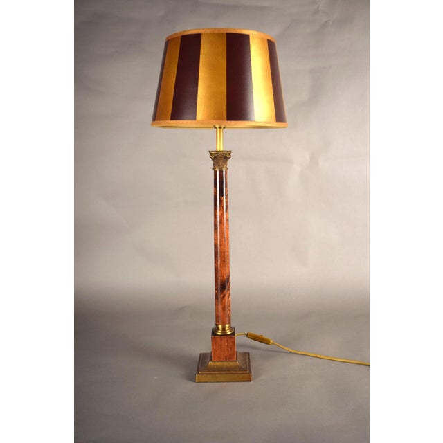 Mid-Century Modern Wooden Table Lamp with Brass Details, 1970s For Sale - Image 6 of 8