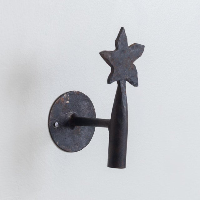 1950s Spanish Iron Flower Wall Hook For Sale - Image 4 of 9