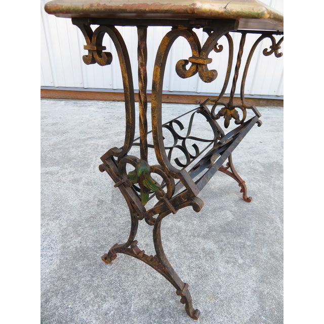 Wood Vintage 1930's Hand Forged Wrought Iron Gilt Side Table ~ Spanish Revival ~ Hollywood Regency ~ French ~Plant Stand For Sale - Image 7 of 18