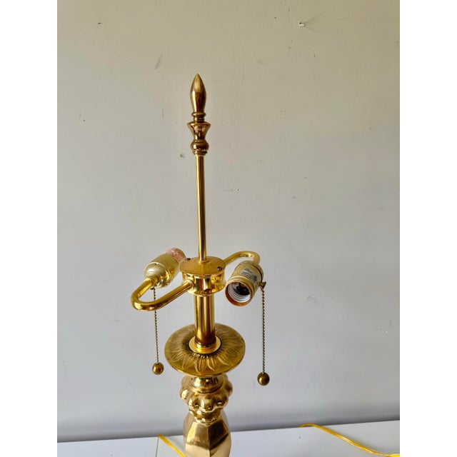 Mid 20th Century Lacquered Brass Double Socket Table Lamps; A Pair For Sale - Image 11 of 12