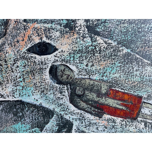 1960s Vintage Signed Roane Original Figural Painting Framed Canvas Abstract Expressionism For Sale - Image 5 of 10