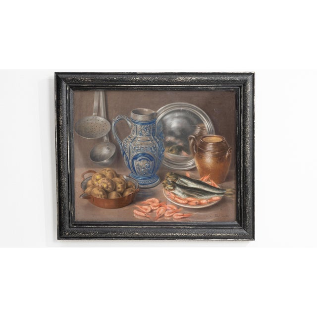 Mid 20th Century Belgium Black Wood Painting For Sale - Image 11 of 15