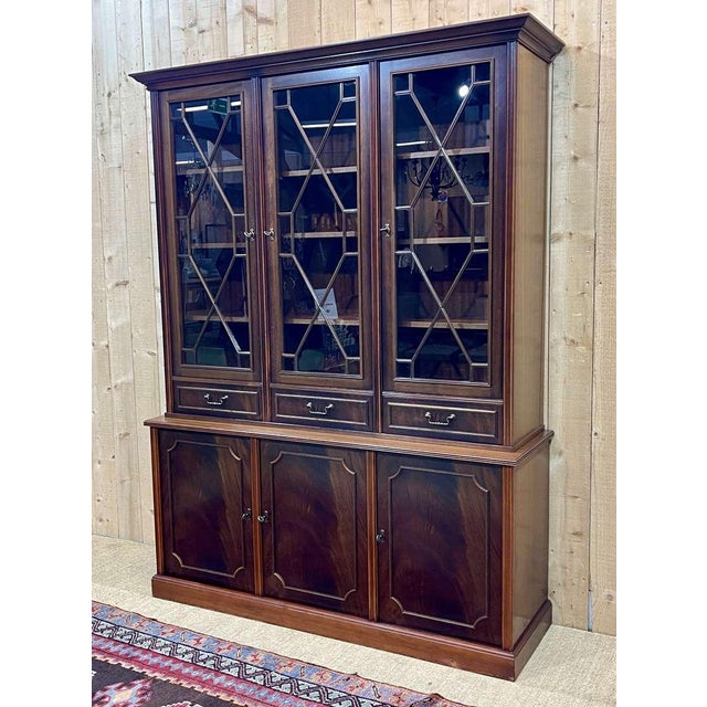 English Bookcase 2 Bodies in Mahogany, 1970s For Sale - Image 3 of 14