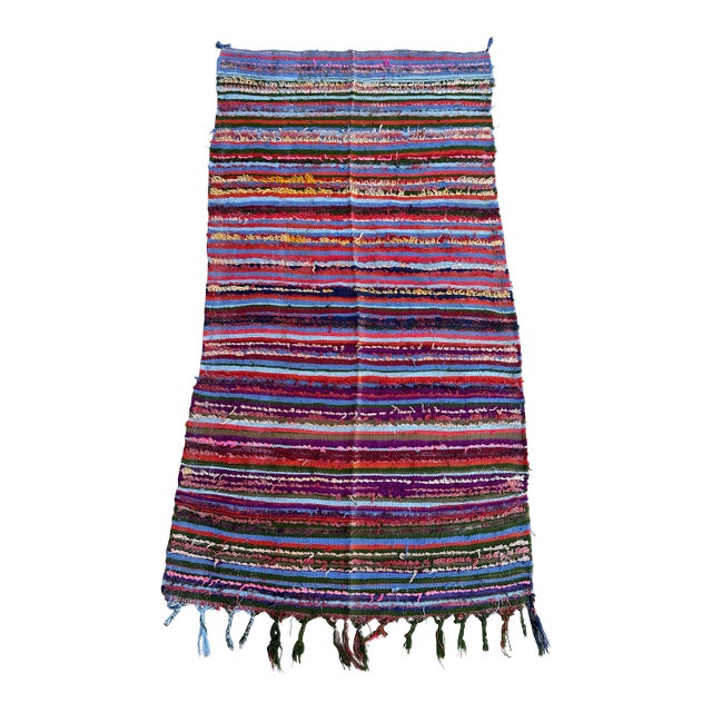 1980s Moroccan Colorful Vintage Rug - 3'1" X 5'11" Ft For Sale