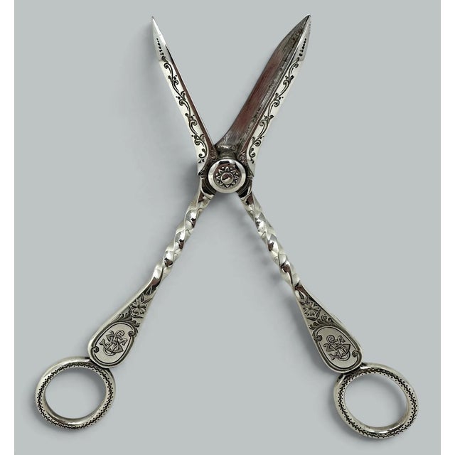Mid 19th Century Antique Vintage Sterling Silver Grape Scissors Shears Atkin Brothers 3.5 Ozs 1899 For Sale - Image 5 of 9