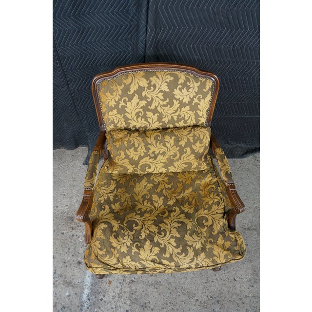 Vintage Italian French Provincial Bergere Armchair Fauteuil Library Lounge Chair For Sale - Image 4 of 18