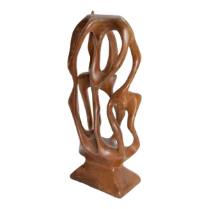 Yew Wood Abstract Organic Sculpture Hand-Carved Mid-Century Modern