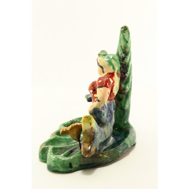 Ea. 1900's Painted Terracotta Mermaid in Forest Figurine Whimsical Folk Art For Sale In Houston - Image 6 of 12