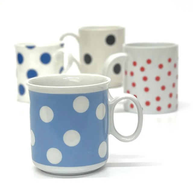 Pop Art Mixed Ceramic Polka Dot Mug Curation - Group of 4 For Sale - Image 3 of 8