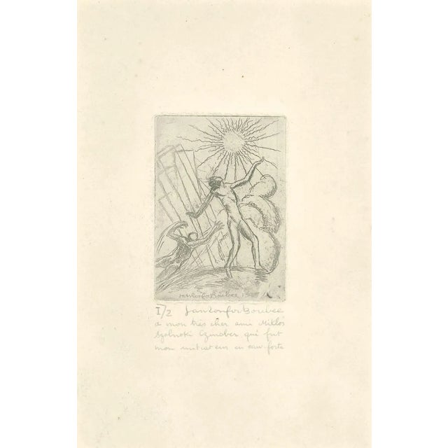 Fabio Failla - the Couple - Original Etching by Jean Ronfor Boubée - Early 20th Century For Sale