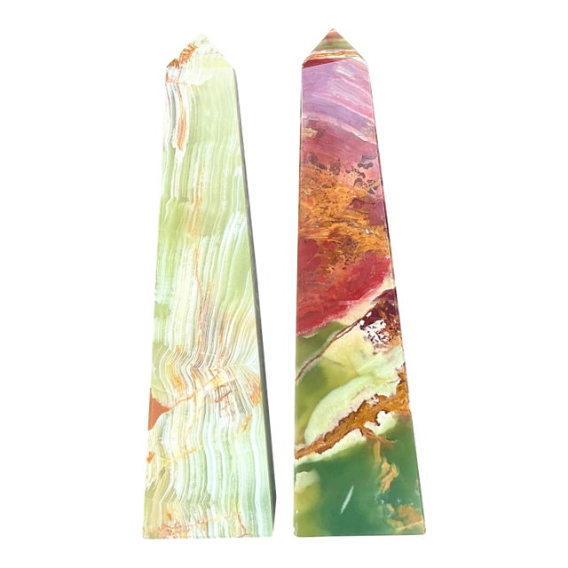 Vintage Boho Onyx Obelisks - A Pair For Sale
