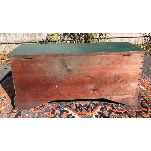 Green 19th Century American New England Pine Blanket Chest in Old Green Paint For Sale - Image 8 of 18