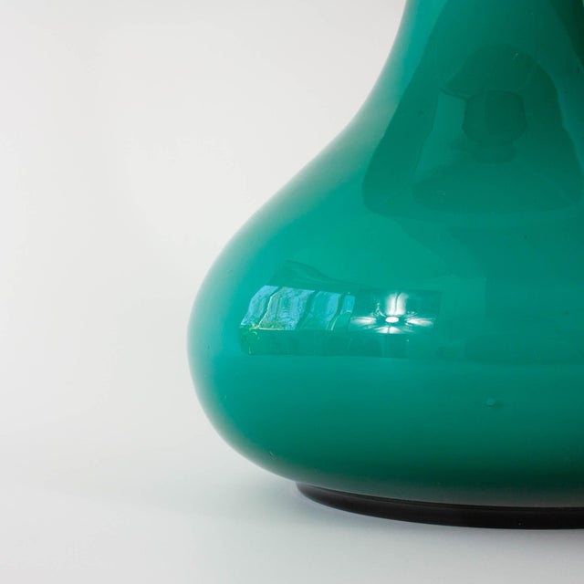1960s Vintage Portuguese Turquoise Opaline Glass Table Lamp, 1960s For Sale - Image 5 of 14