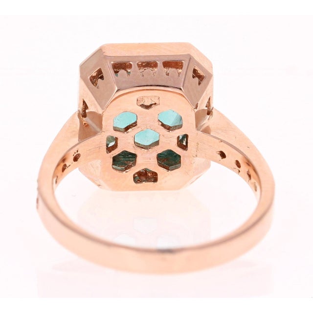 Early 21st Century 3.75 Carat Apatite Diamond 14 Karat Rose Gold Halo Engagement Ring, Size 7 For Sale - Image 5 of 6