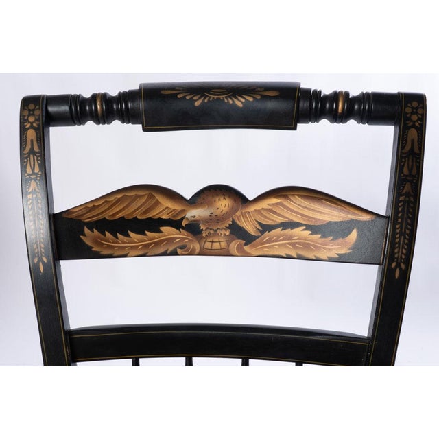 Mid 20th Century Pair of Signed Vintage Hitchcock Chairs With Eagle Decoration For Sale - Image 5 of 16