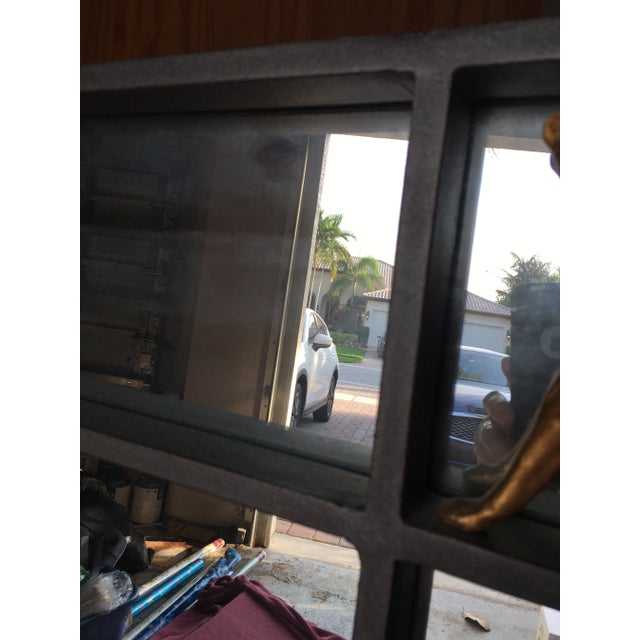 Metal Hollywood Regency Iron & Brass Griffin Wall Mirror Large For Sale - Image 7 of 11