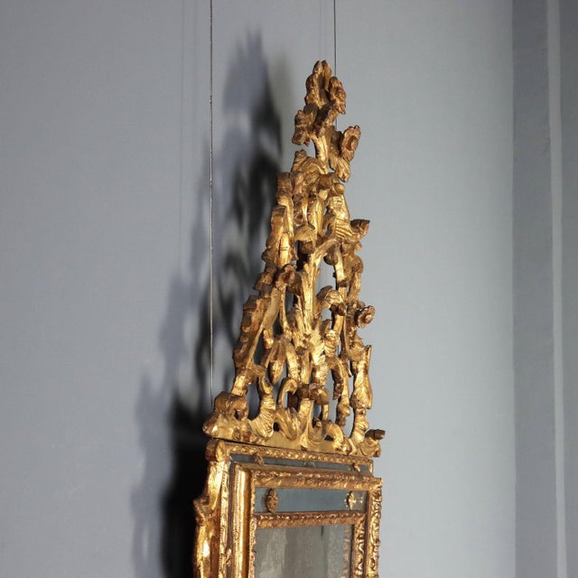 18th Century Carved and Gilded Linden Wood Mirror, Piedmont For Sale - Image 9 of 13