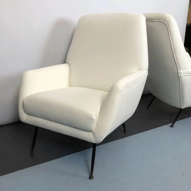 Set of Italian White Velvet Armchairs, 1950s For Sale - Image 9 of 18