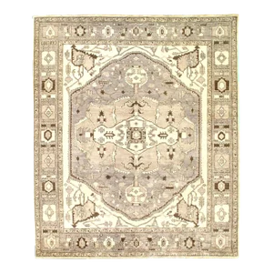 Ivory Fine Hand Knotted Heriz Design Rug