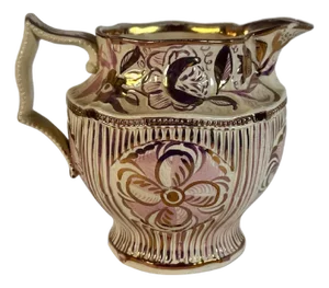 Antique Georgian Sunderland Pink Lustre Pitcher: Pearlware c. 1820s