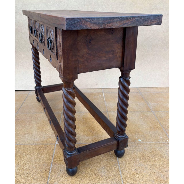 20th Century Catalan Spanish Carved Wood Console Table For Sale - Image 11 of 14