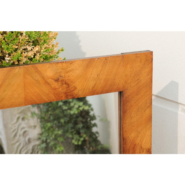 Brown French Wall Mirror from the 1920s with Burl Walnut Veneered Frame For Sale - Image 8 of 10