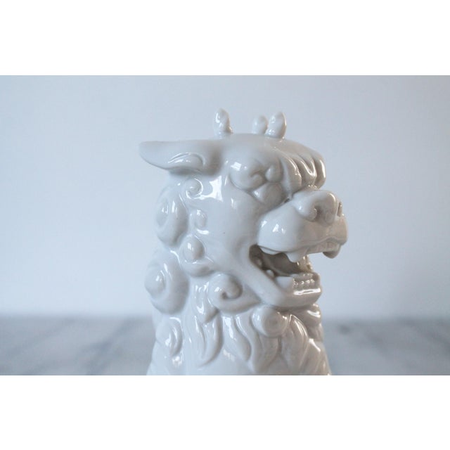 Ceramic Vintage White Ceramic Foo Dog Figure For Sale - Image 7 of 9