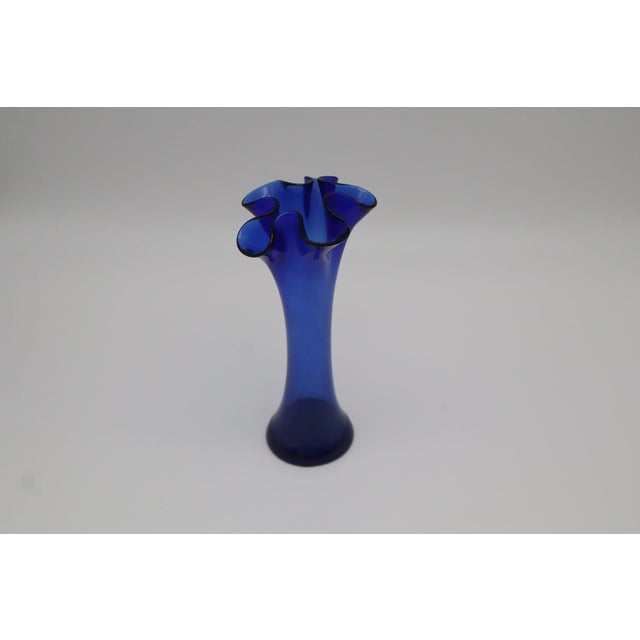 Blue Glass Vase, 1980s For Sale - Image 3 of 4