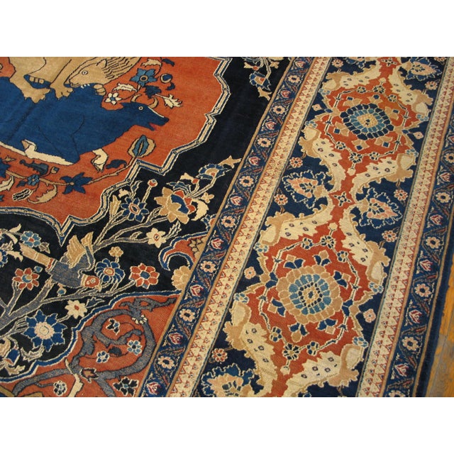 1880s Red Animal Hunting Scene Antique Persian Khorassan Moud Rug 9' X 11' 8" Handknotted Wool Carpet For Sale - Image 18 of 18