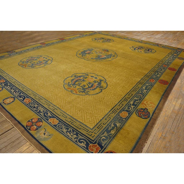 1920s Yellow Gold Dragon Antique Chinese Rug 12' X 15'6"handknotted Wool Carpet For Sale - Image 14 of 14