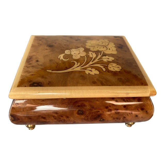 Late 20th Century “Romance” Italian Wooden Music Jewelry Box For Sale