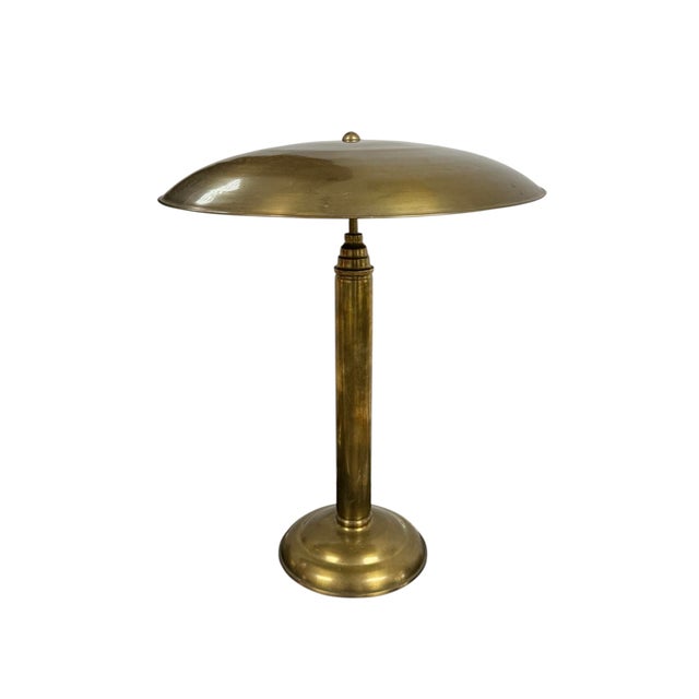Gold Art Deco Brass Table Lamp, Central Europe, 1930s For Sale - Image 8 of 8