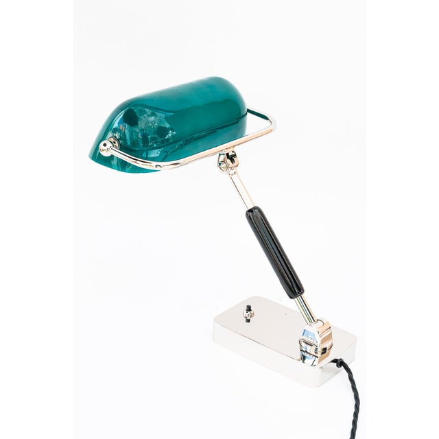 Art Deco bauhaus nickel table lamp with original glass shade germany 1920s Everything Original only new nickel-plated Deep...