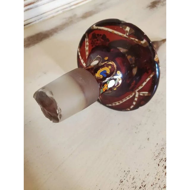 Bohemian Ruby Cased Gilt and Enameled Cut Art Glass Decanter For Sale - Image 9 of 11