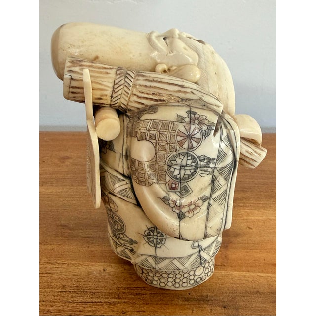 Antique Carved Bone Chinese Immortal of Shou Lao, Late 1800s For Sale - Image 6 of 8