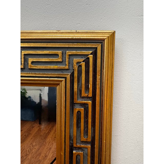 Pair of Vintage Traditional Neoclassical Greek Key Gold Finish Accent Wall Mirrors For Sale - Image 9 of 12