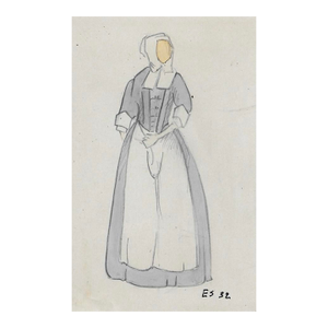 1932 Eunice Starkie Pilgrim Costume Watercolor