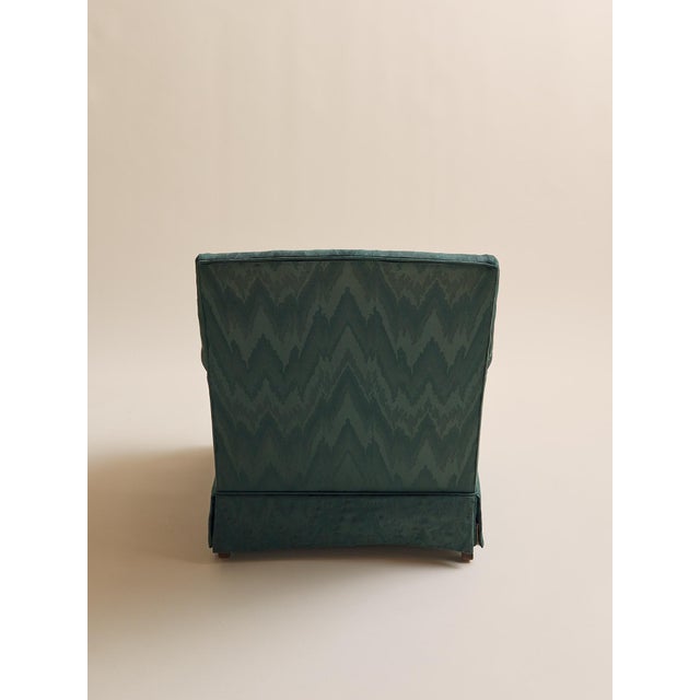 1960s The Vintage Drexel Emerald Moire Flame Stitch Armchairs For Sale - Image 5 of 10