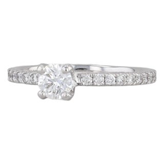 0.40ctw Round Diamond Engagement Ring 18k White Gold Small Size 3 For Sale