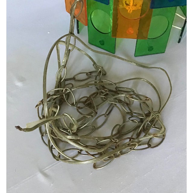 Mid Century 5 Tier Lucite Panel Light Swag Multicolor Hanging Lamp Chandelier 1960’s For Sale - Image 9 of 13