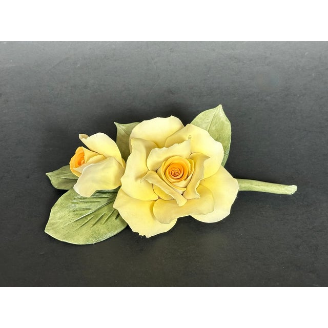 Italian Capodimonte Porcelain Flowers Yellow Roses For Sale - Image 12 of 12